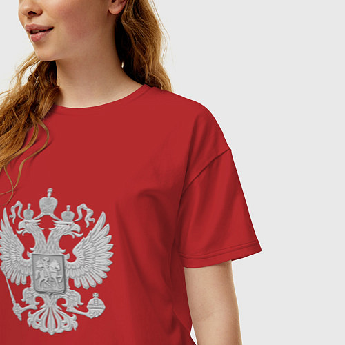 Женская футболка оверсайз Герб России / Красный – фото 3