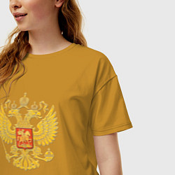Футболка оверсайз женская Герб России: золото, цвет: горчичный — фото 2