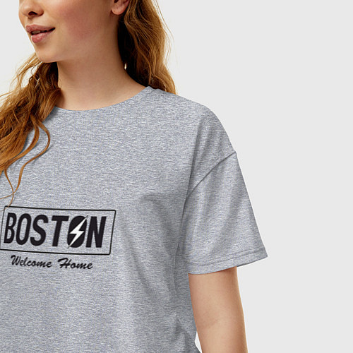 Женская футболка оверсайз Boston: Welcome Home / Меланж – фото 3
