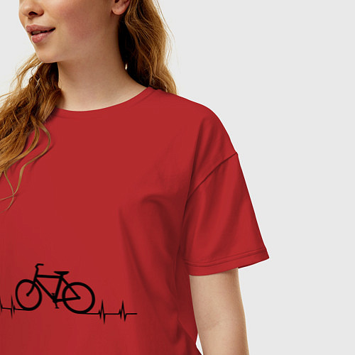 Женская футболка оверсайз Велоспорт / Красный – фото 3