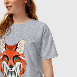 Футболка оверсайз женская Дизайнерская лиса, цвет: меланж — фото 2