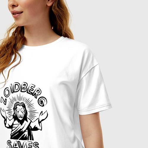 Женская футболка оверсайз Zoidberg Saves / Белый – фото 3
