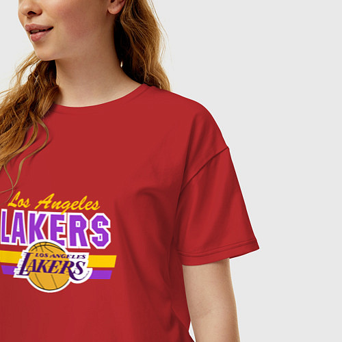 Женская футболка оверсайз Los Angeles Lakers / Красный – фото 3