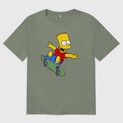Женская футболка оверсайз Барт на скейте