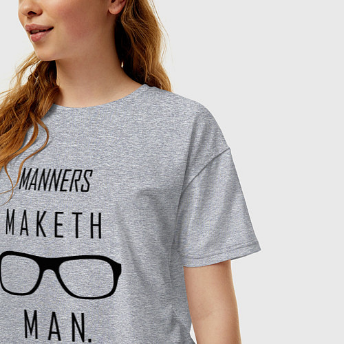 Женская футболка оверсайз Kingsman: Manners maketh man / Меланж – фото 3