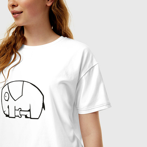 Женская футболка оверсайз Самодостаточный слоник / Белый – фото 3