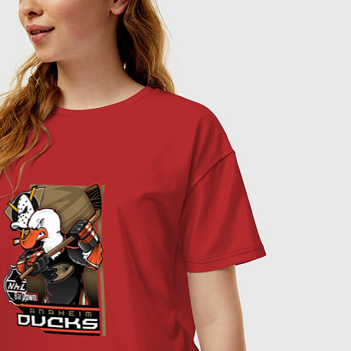 Женская футболка оверсайз Anaheim Ducks / Красный – фото 3
