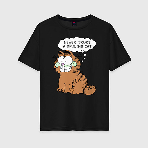 Женская футболка оверсайз Garfield: Smiling Cat / Черный – фото 1