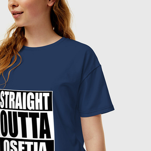 Женская футболка оверсайз Straight Outta Osetia / Тёмно-синий – фото 3