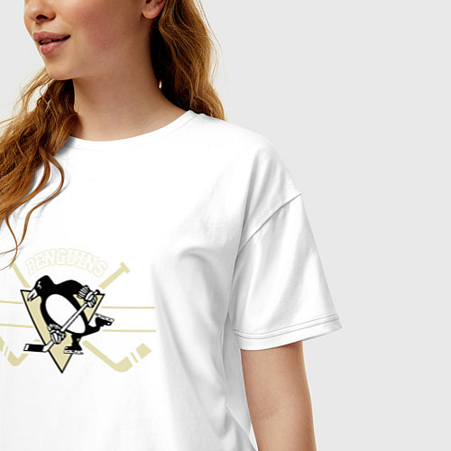 Женская футболка оверсайз Pittsburgh Penguins: Est.1967 / Белый – фото 3