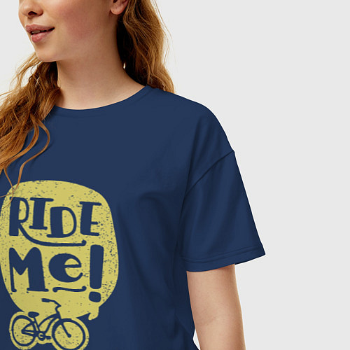 Женская футболка оверсайз Ride Me / Тёмно-синий – фото 3