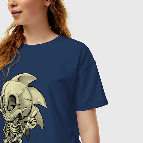 Женская футболка оверсайз Sonic skeleton / Тёмно-синий – фото 3