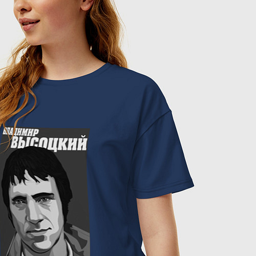 Женская футболка оверсайз Владимир Высоцкий / Тёмно-синий – фото 3