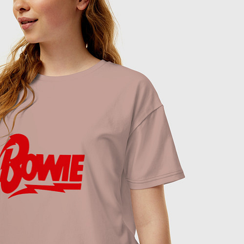 Женская футболка оверсайз Bowie Logo / Пыльно-розовый – фото 3