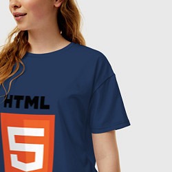 Футболка оверсайз женская HTML5, цвет: тёмно-синий — фото 2