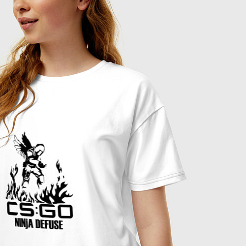Женская футболка оверсайз Cs:go - Ninja Defuse / Белый – фото 3