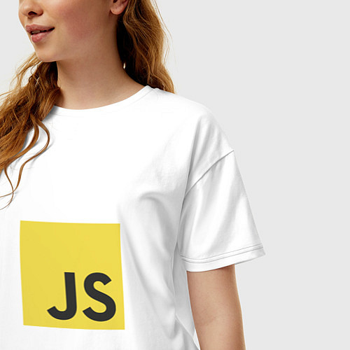 Женская футболка оверсайз JS return true; (black) / Белый – фото 3