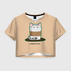 Футболка 3D укороченная женская Catpuccino, цвет: 3D-принт