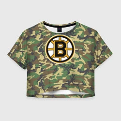 Футболка 3D укороченная женская Bruins Camouflage, цвет: 3D-принт