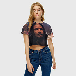 Футболка 3D укороченная женская ASAP Rocky: Black Hip-Hop, цвет: 3D-принт — фото 2