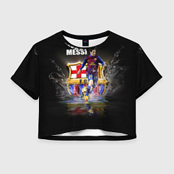 Футболка 3D укороченная женская Messi FCB, цвет: 3D-принт