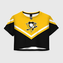 Футболка 3D укороченная женская NHL: Pittsburgh Penguins, цвет: 3D-принт