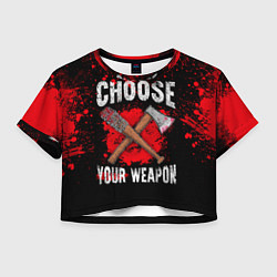 Футболка 3D укороченная женская Choose Your Weapon, цвет: 3D-принт