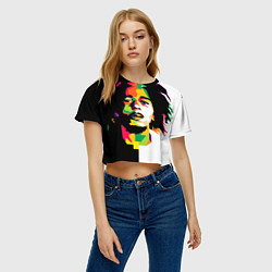 Футболка 3D укороченная женская Bob Marley: Colors, цвет: 3D-принт — фото 2