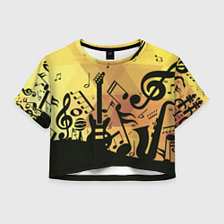 Футболка 3D укороченная женская Любовь к музыки, цвет: 3D-принт