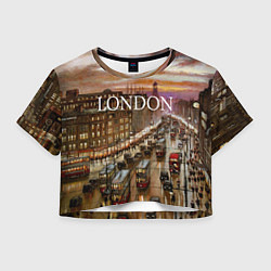 Футболка 3D укороченная женская Улицы старого Лондона, цвет: 3D-принт