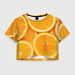 Футболка 3D укороченная женская Апельсинка, цвет: 3D-принт