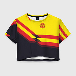 Футболка 3D укороченная женская Man United FC: Yellow style, цвет: 3D-принт