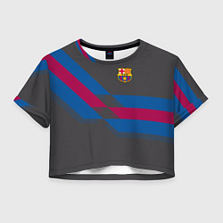 Футболка 3D укороченная женская Barcelona FC: Dark style, цвет: 3D-принт