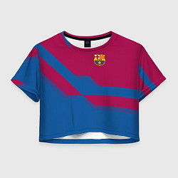 Футболка 3D укороченная женская Barcelona FC: Blue style, цвет: 3D-принт
