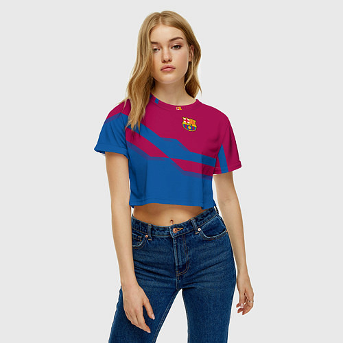 Женский топ Barcelona FC: Blue style / 3D-принт – фото 3