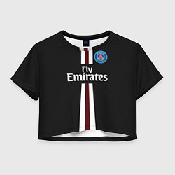 Футболка 3D укороченная женская PSG FC: Black 2018, цвет: 3D-принт