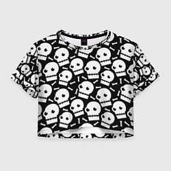 Футболка 3D укороченная женская Дикие черепа, цвет: 3D-принт