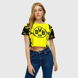 Футболка 3D укороченная женская FC Borussia Dortmund: Yellow & Black, цвет: 3D-принт — фото 2