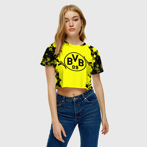 Женский топ FC Borussia Dortmund: Yellow & Black / 3D-принт – фото 3