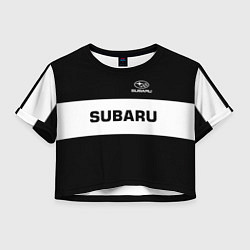 Футболка 3D укороченная женская Subaru: Black Sport, цвет: 3D-принт