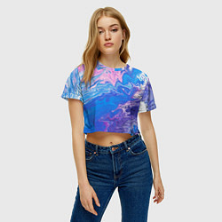 Футболка 3D укороченная женская Tie-Dye Blue & Violet, цвет: 3D-принт — фото 2