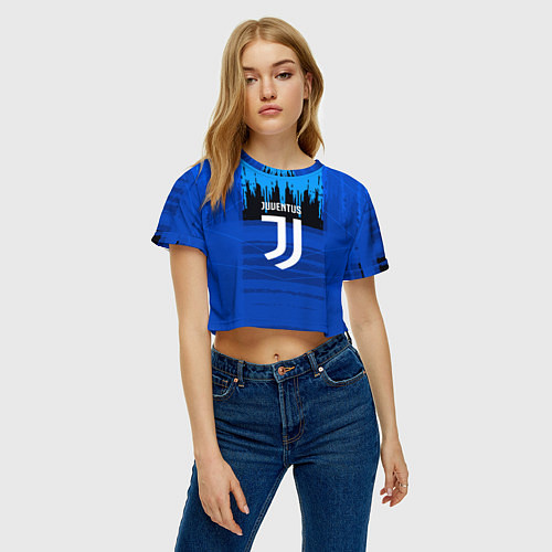 Женский топ FC Juventus: Blue Abstract / 3D-принт – фото 3