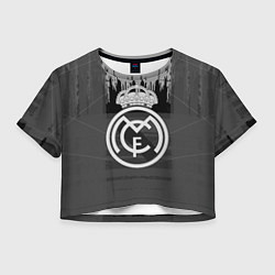 Футболка 3D укороченная женская FC Real Madrid: Grey Abstract, цвет: 3D-принт