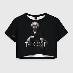 Футболка 3D укороченная женская T-Fest: Black Style, цвет: 3D-принт
