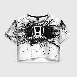 Футболка 3D укороченная женская Honda: Black Spray, цвет: 3D-принт