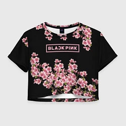 Футболка 3D укороченная женская Black Pink: Delicate Sakura, цвет: 3D-принт