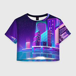 Футболка 3D укороченная женская Neon Nights, цвет: 3D-принт