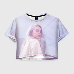 Футболка 3D укороченная женская Billie Eilish: Light Pink, цвет: 3D-принт