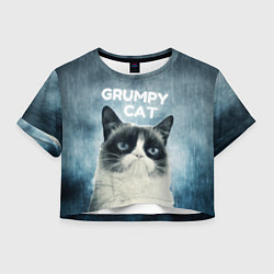 Футболка 3D укороченная женская Grumpy Cat, цвет: 3D-принт