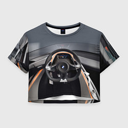 Футболка 3D укороченная женская BMW - salon, цвет: 3D-принт
